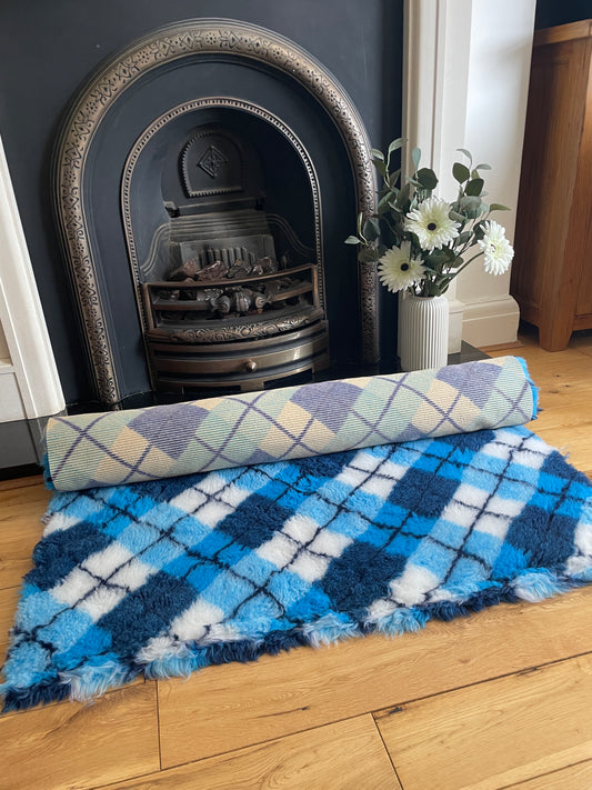 Blue Tartan Checked Premium Non Slip Vet Bedding