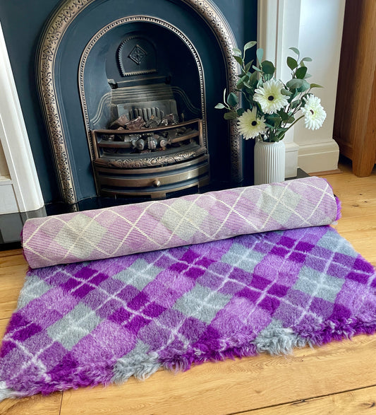 Purple Tartan Checked Premium Non Slip Vet Bedding